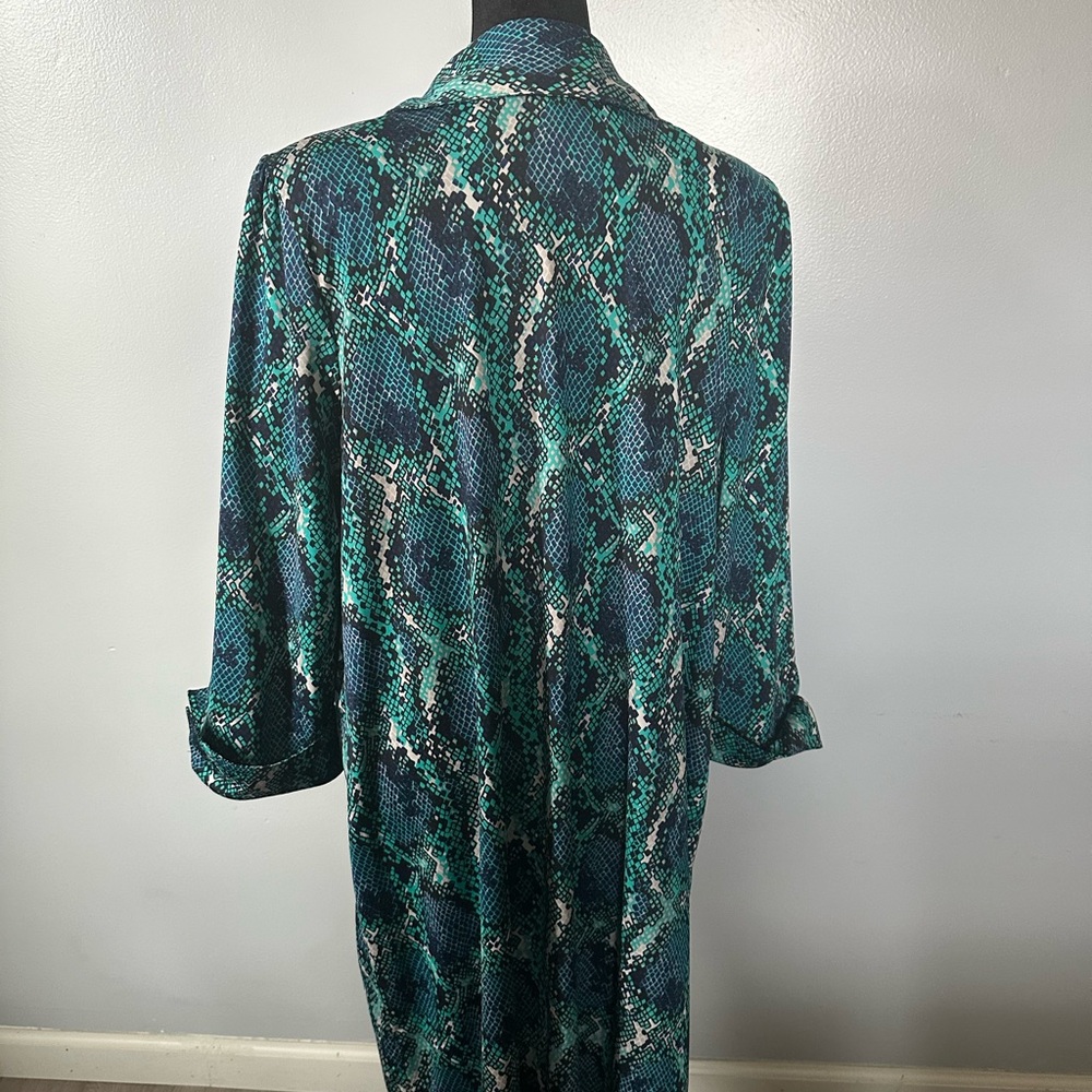 INC International Concepts Green and Blue Shirt Dress - Picture 2 of 4